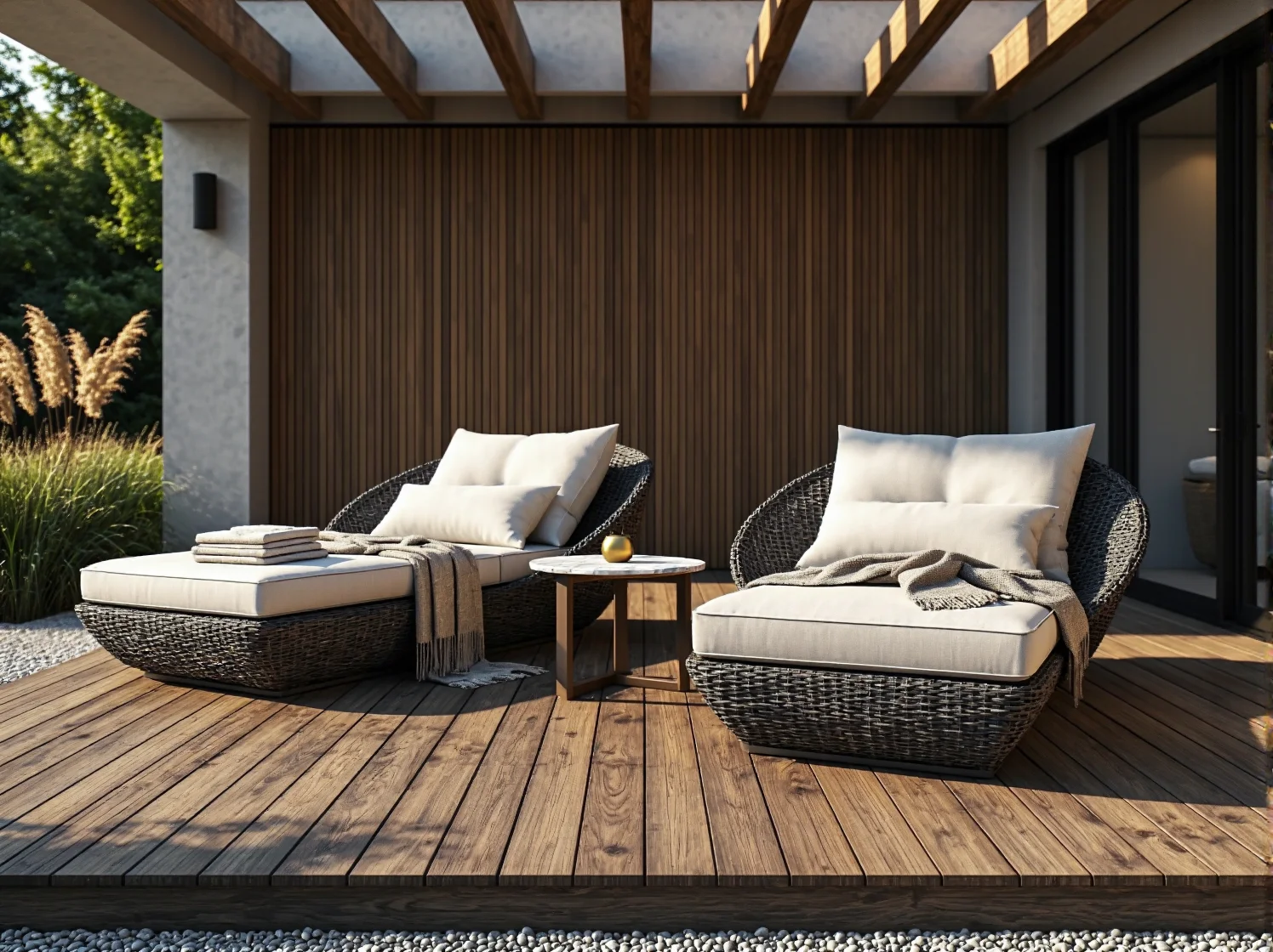 Nowoczesny design i unikalna forma designerskich mebli ogrodowych podkreślająca styl tarasu.