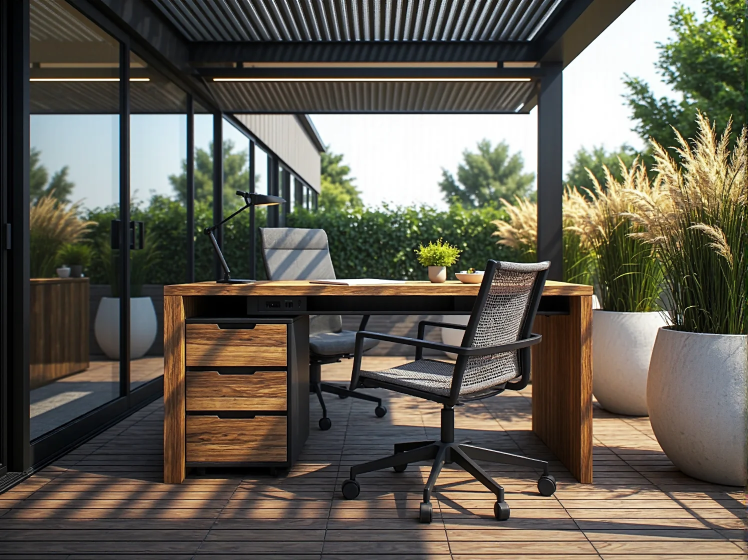 Innowacyjne meble technologiczne – stół ogrodowy z funkcją chłodzenia napojów na nowoczesny taras.