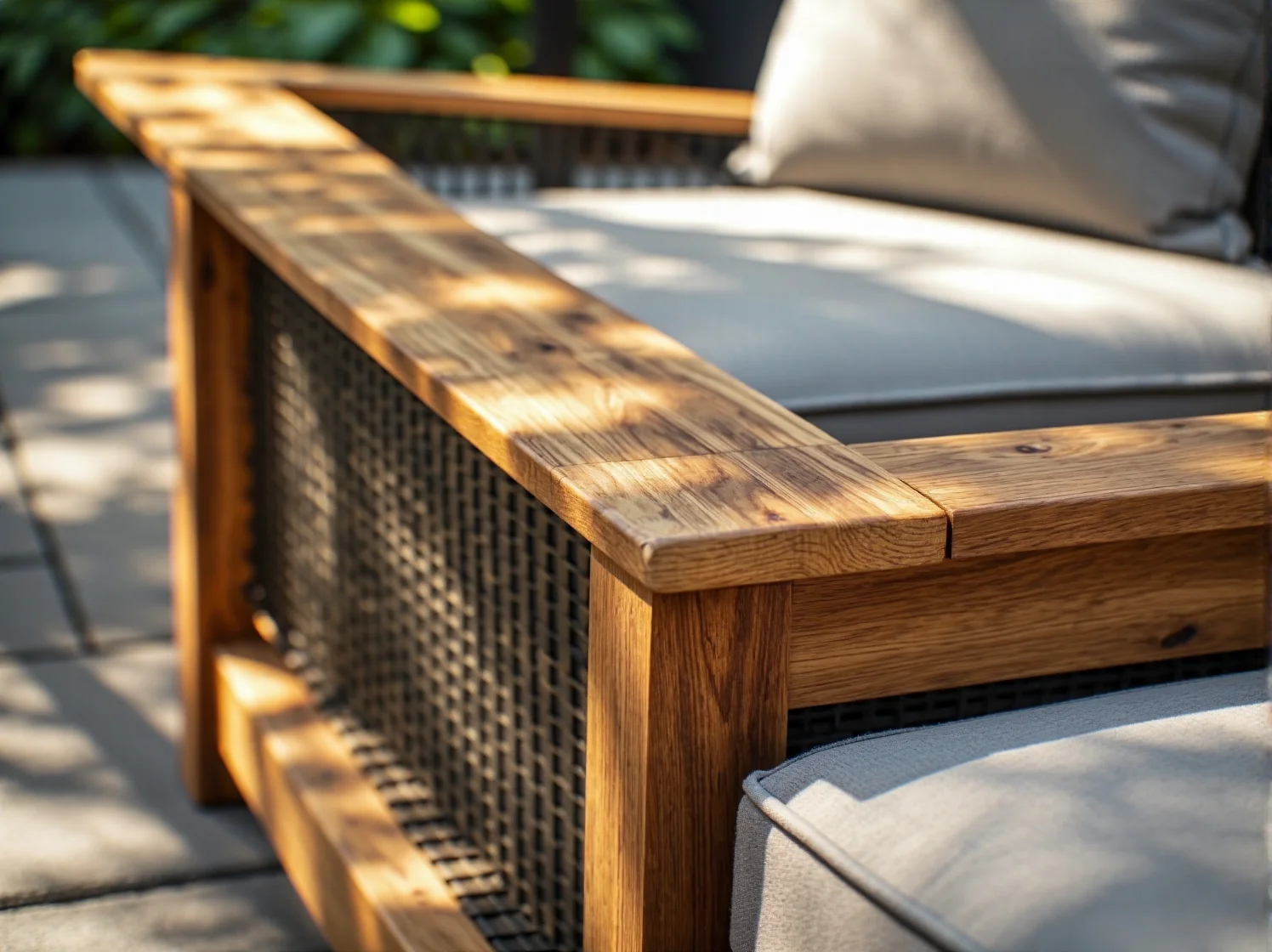 Inspiracja na ogród eco-friendly z meblami z naturalnego drewna i roślinami