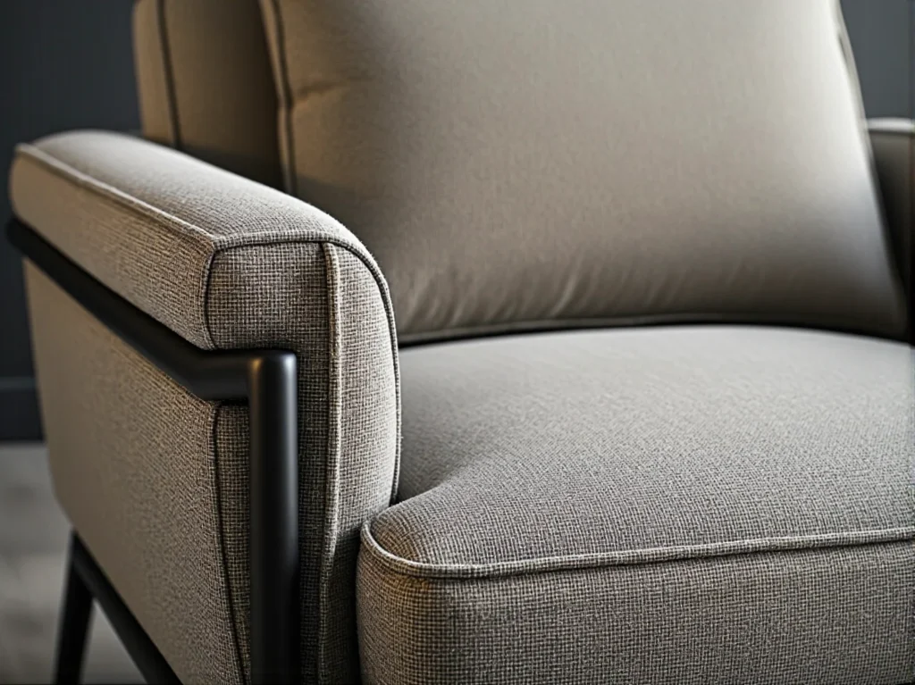 Fotel wypoczynkowy beżowy tapicerowany z czarną metalową ramą