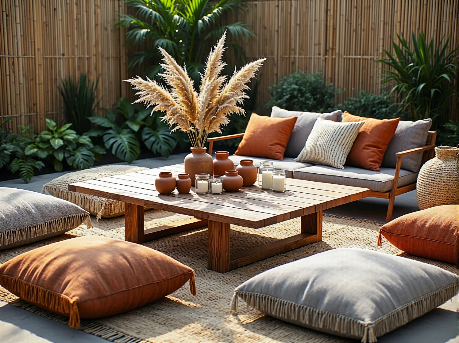 Wieczorny klimat w ogrodzie boho – świecące girlandy świetlne i lampiony solarne.