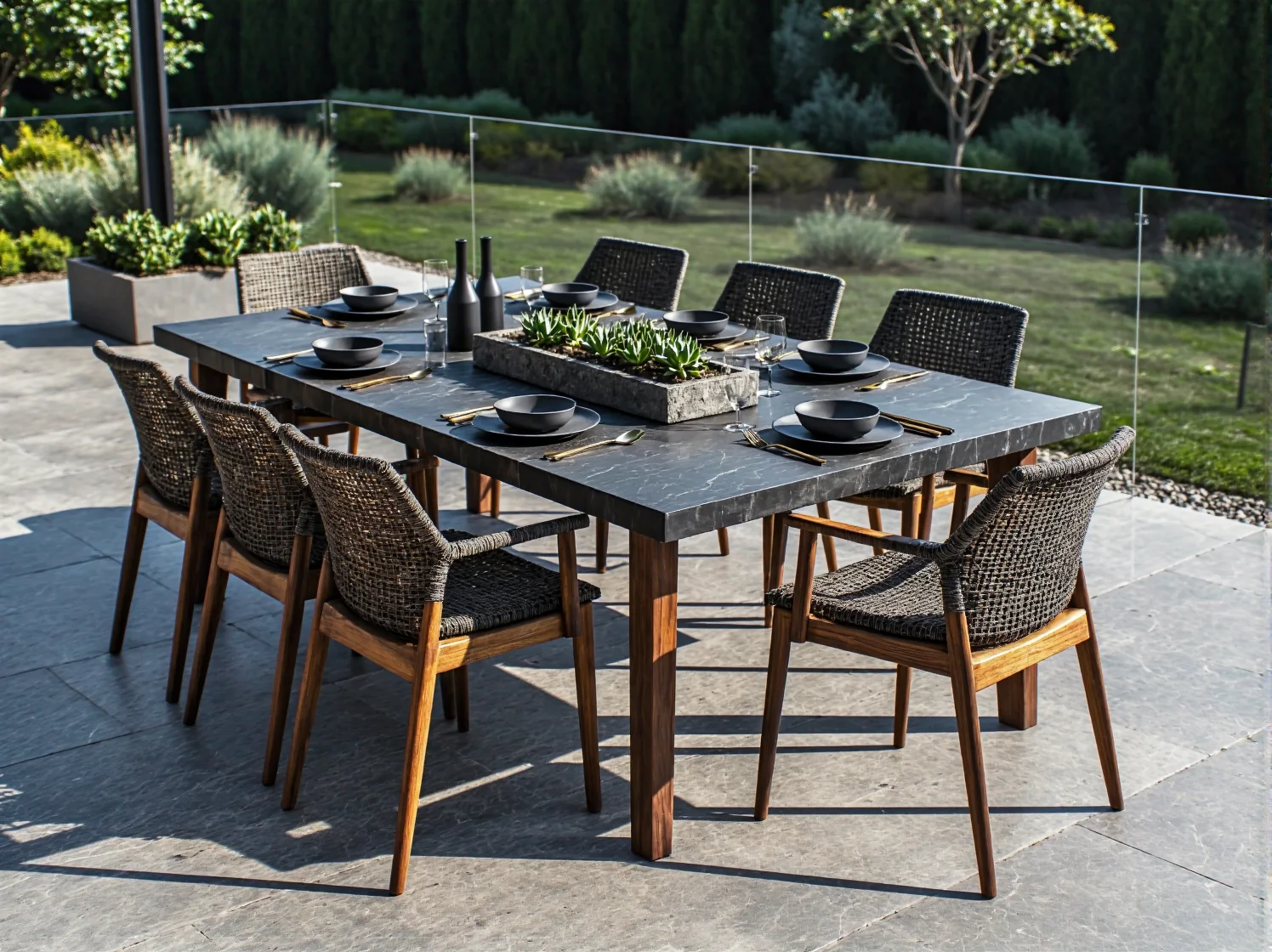 Komfortowe meble na taras z grubymi, wodoodpornymi poduszkami, kluczowa cecha luksusowego wypoczynku.