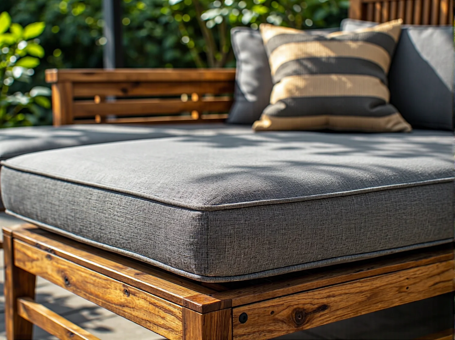 Stylowy zestaw mebli ogrodowych z bambusa na tarasie blisko natury