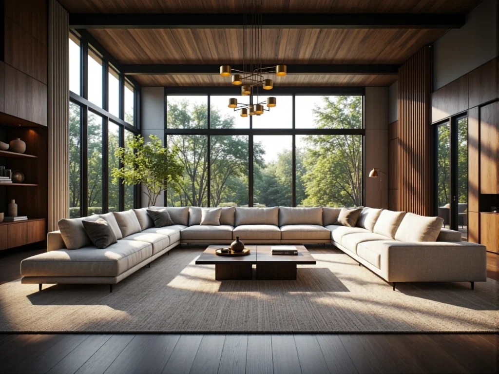 Duży narożnik tapicerowany beżowy na metalowych nóżkach