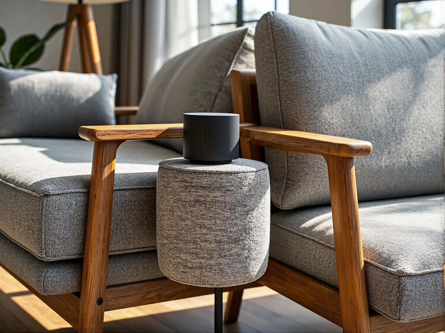 Neutralna barwa światła podkreślająca stalowe detale architektoniczne.