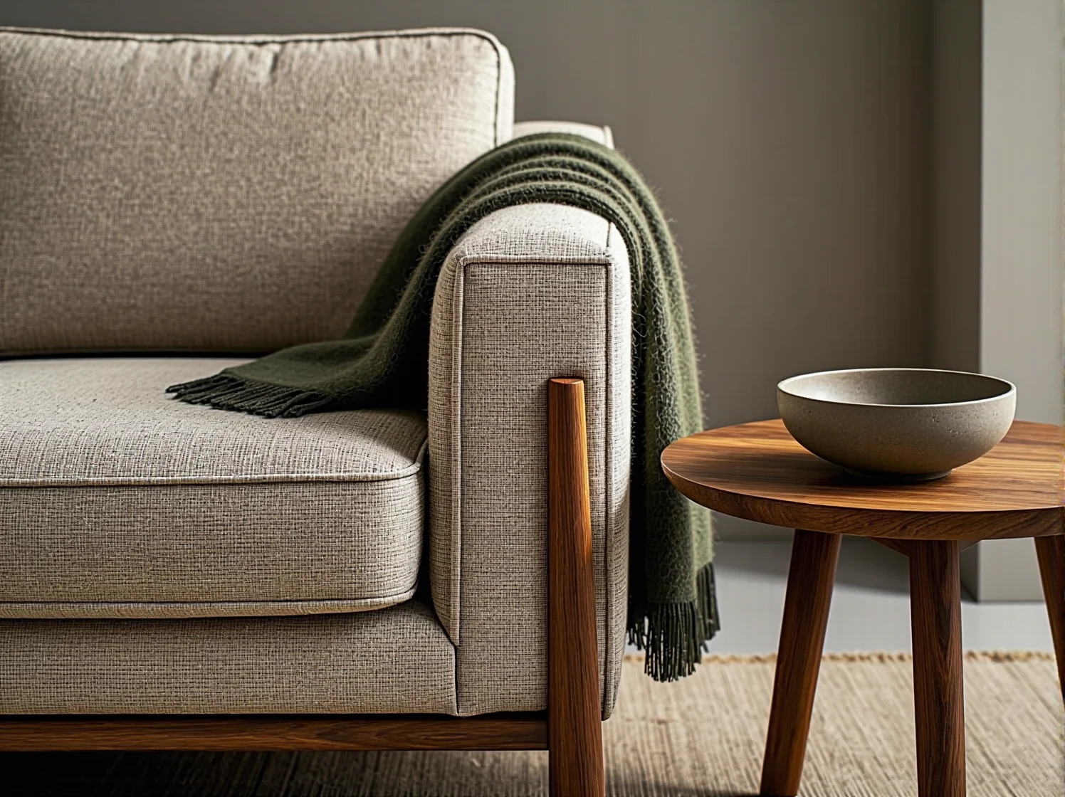 Funkcjonalna sofa modułowa do małego salonu w duchu japońskiego minimalizmu.