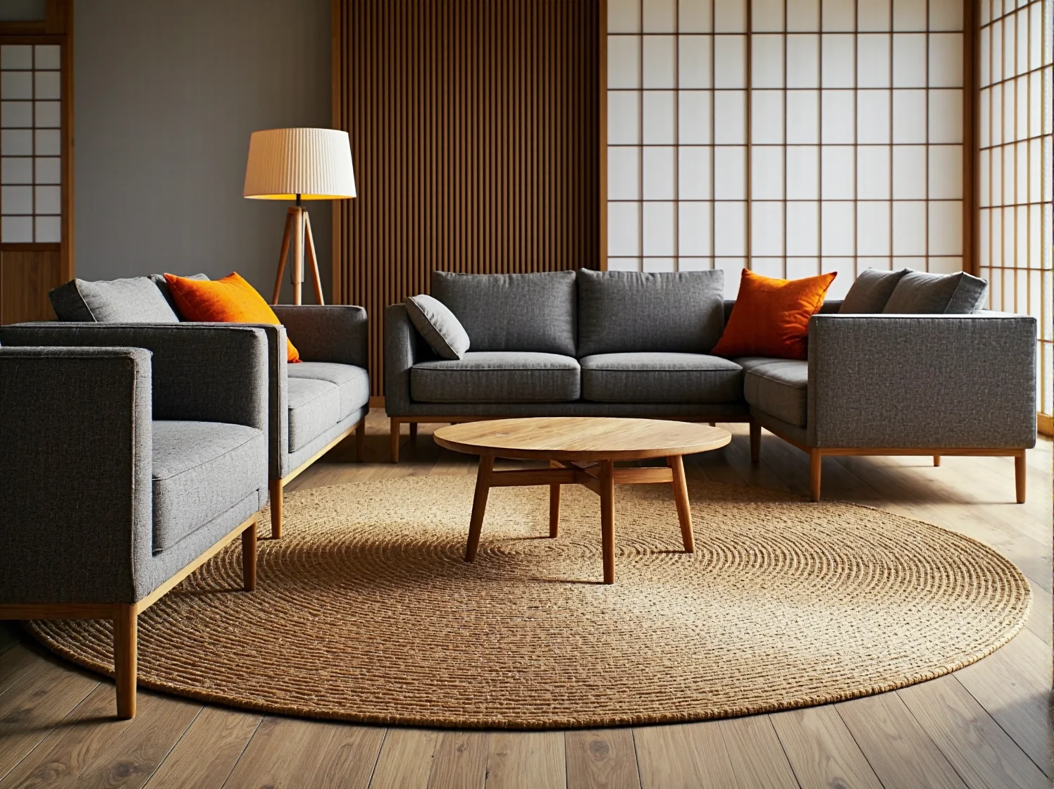 Zestawienie najlepszych sof japandi: modułowy narożnik w kolorze piaskowym.