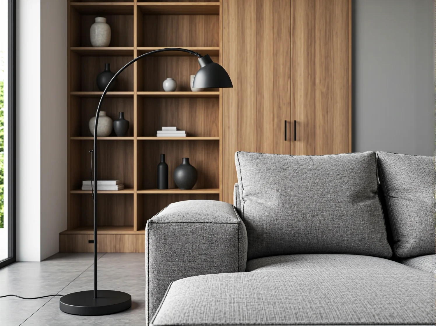 Nowoczesny, modułowy narożnik jako inteligentne rozwiązanie do dużego salonu z wysokim sufitem.