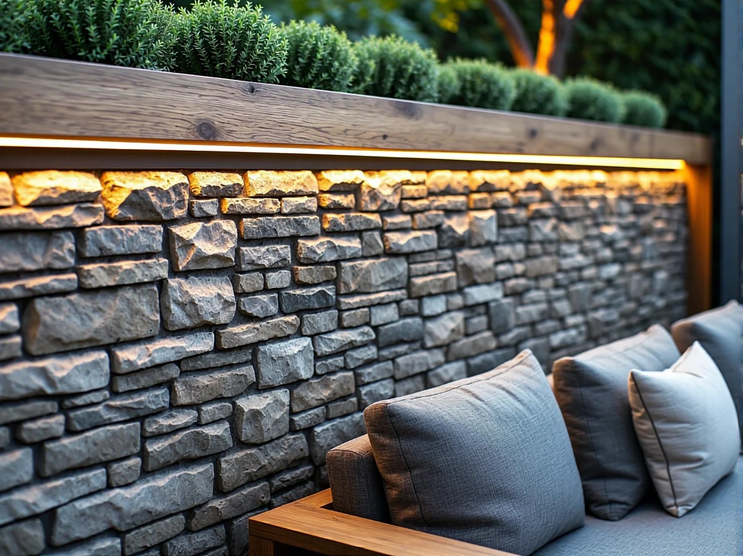 Subtelne oświetlenie małego oczka wodnego w ogrodzie, podkreślające jego urok po zmroku.