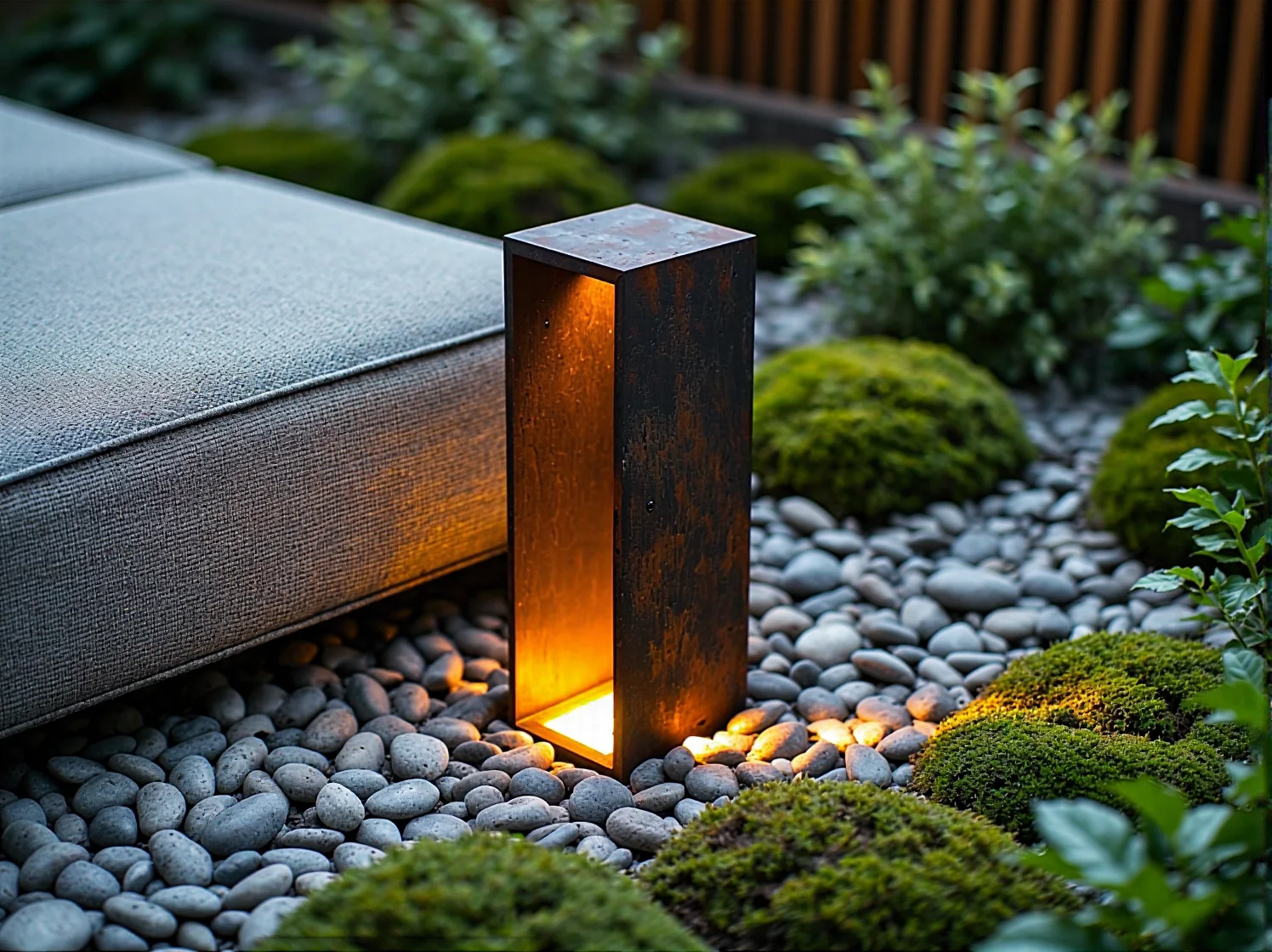 Efektowne podświetlenie starych drzew w ogrodzie za pomocą ukrytych lamp typu uplight.