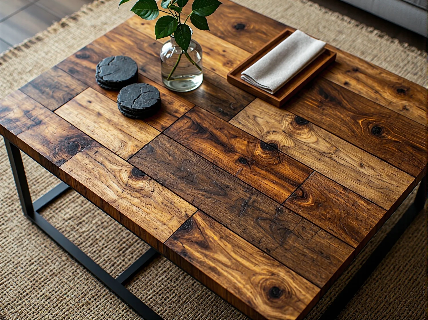 Przytulny taras w stylu eko z wiszącym fotelem i mnóstwem zielonych roślin